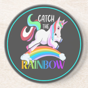 Vang het Regenboog Eenhoorn Ontwerp Zandsteen Onderzetter