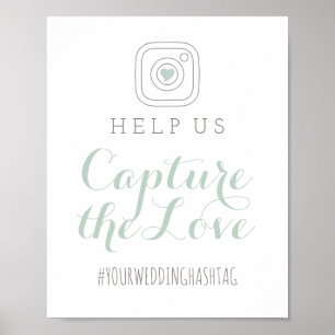 Vang het teken van de Hashtag Love Mint Wedding Poster