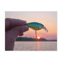 Vang het zonsondergang briefkaart