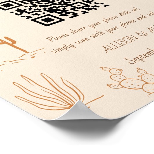 Vang liefde QR-code western cowboylaarzen bruiloft Poster (Hoek)