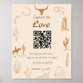 Vang liefde QR-code western cowboylaarzen bruiloft Poster (Voorkant)