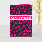 Vang mijn hart! Moderne roze harten valentijnsdag Kaart (Gele Bloem)
