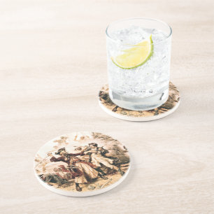 Vang, piraat Zwartbaard, wraak van koningin Anna Zandsteen Onderzetter