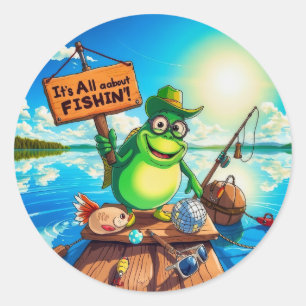 Vang van de dag: Froggy Vist Adventures Ronde Sticker