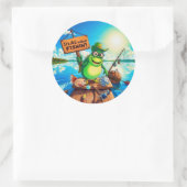 Vang van de dag: Froggy Vist Adventures Ronde Sticker (Tas)