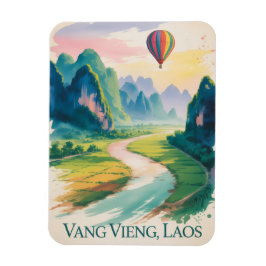 Vang Vieng Laos Heet Luchtballon Vintage Magneet
