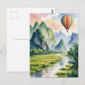  Vang Vieng Laos Hot air Balloon watercolor Briefkaart (Voorkant / Achterkant)