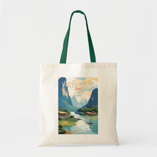 Vang Vieng Laos Travel Art Vintage Tote Bag (Voorkant)