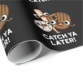 Vang Ya later Funny Baseball Pun Dark BG Cadeaupapier (Rol Hoek)