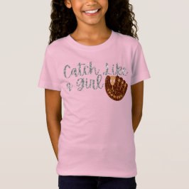 Vang Zoals Een Meisje Honkbal Glitter T-shirt