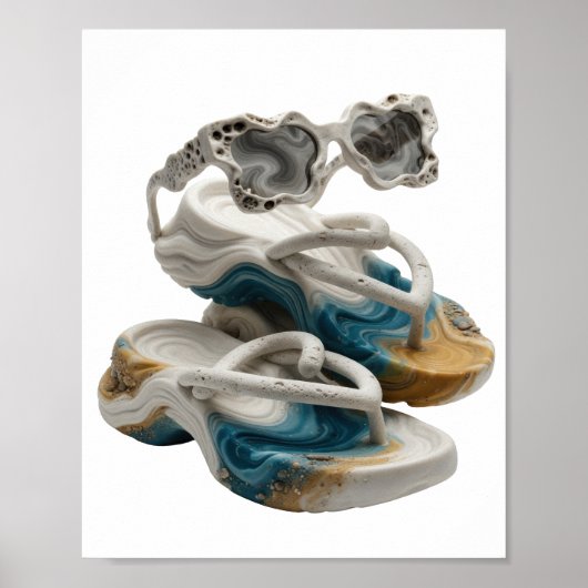 Vangende grijze ABSTRACTE KUNST Design Poster (Voorkant)