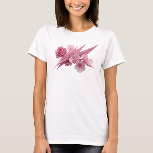 Vangende Roze ABSTRACTE KUNST Kunstprint T-shirt (Voorkant)