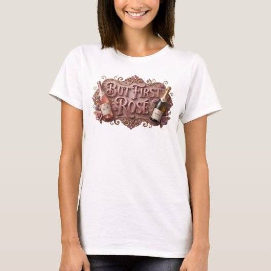 Vangende Roze MAAR EERST ROS Shirt Ontwerp (Voorkant)