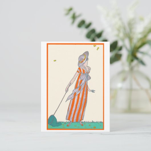 Vangende Vlinders George Barbier Franse Mode Briefkaart (Staand voorkant)