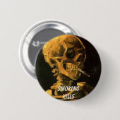 vangogh_skull_sigaret, Roken doodt Ronde Button 5,7 Cm (Voorkant /achterkant)