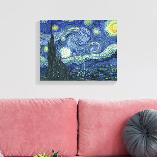 VanGogh Sterrennacht omwikkeld doek Canvas Afdruk (Insitu (Woonkamer))