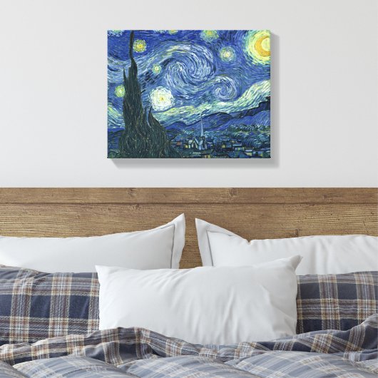VanGogh Sterrennacht omwikkeld doek Canvas Afdruk (Insitu (Slaapkamer))