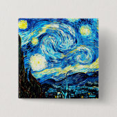 VanGogh, Sterrennacht Vierkante Button 5,1 Cm (Voorkant)