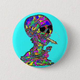 VanGoghs Calavera schedel roken sigaret Ronde Button 5,7 Cm