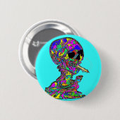 VanGoghs Calavera schedel roken sigaret Ronde Button 5,7 Cm (Voorkant /achterkant)