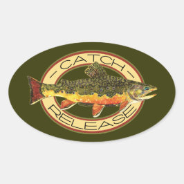 Vangst en vrijgave Gevist Ovale Sticker