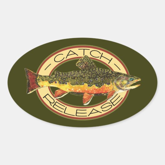 Vangst en vrijgave Gevist Ovale Sticker (Voorkant)