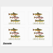 Vangst en vrijgave van forel rechthoekige sticker (Vel)