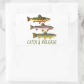 Vangst en vrijgave van forel rechthoekige sticker (Tas)