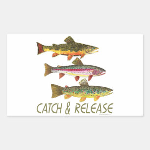 Vangst en vrijgave van forel rechthoekige sticker