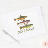 Vangst en vrijgave van forel rechthoekige sticker (Envelop)