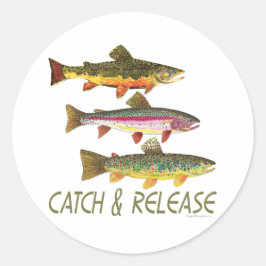 Vangst en vrijgave van forel ronde sticker