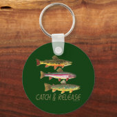 Vangst en vrijgave van forel sleutelhanger (Voorkant)