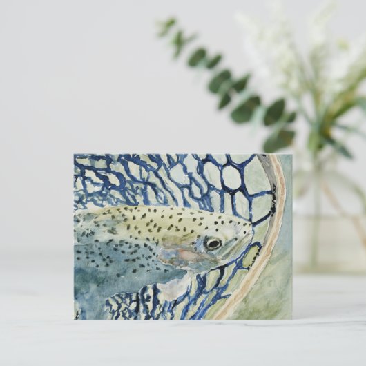 Vangst en vrijgave Vist Design Briefkaart (Staand voorkant)
