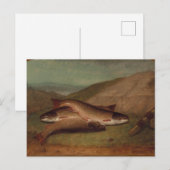 Vangst van de dagforel op een rivieroever briefkaart (Voorkant / Achterkant)