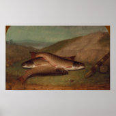 Vangst van de dagforel op een rivieroever poster (Voorkant)