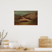 Vangst van de dagforel op een rivieroever poster (Keuken)