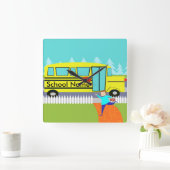  vangst van de schoolbus vierkante klok (Huis)