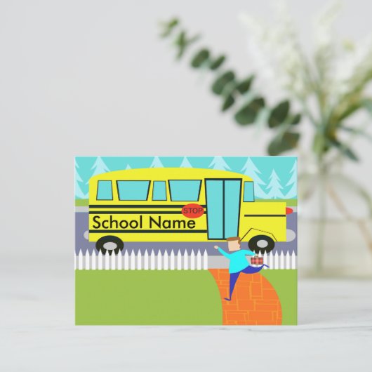  vangst van het Briefkaart van de schoolbus (Staand voorkant)