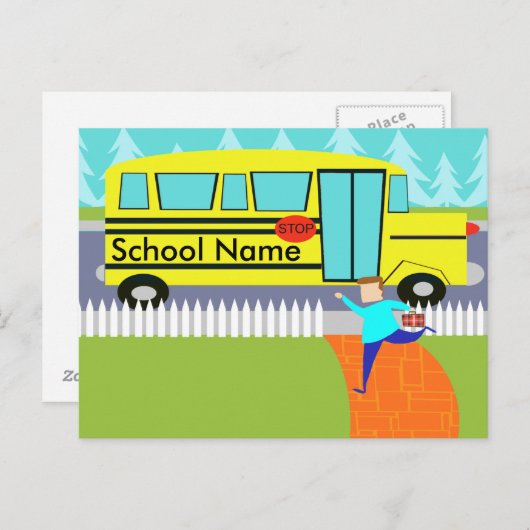 vangst van het Briefkaart van de schoolbus (Voorkant / Achterkant)