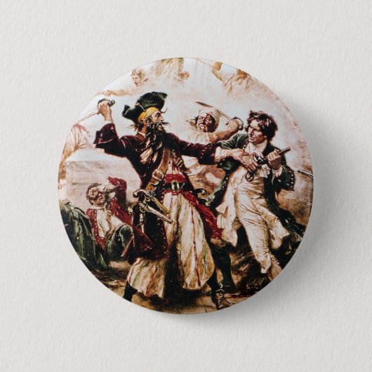  vangst van piratenkapitein Blackbeard Ronde Button 5,7 Cm (Voorkant)