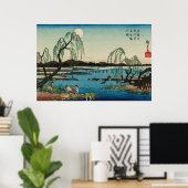 Vangst van zoetwatervis Tama, Utagawa Hiroshige Poster (Thuiskantoor)