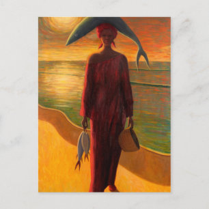 Vangst voor de avond briefkaart