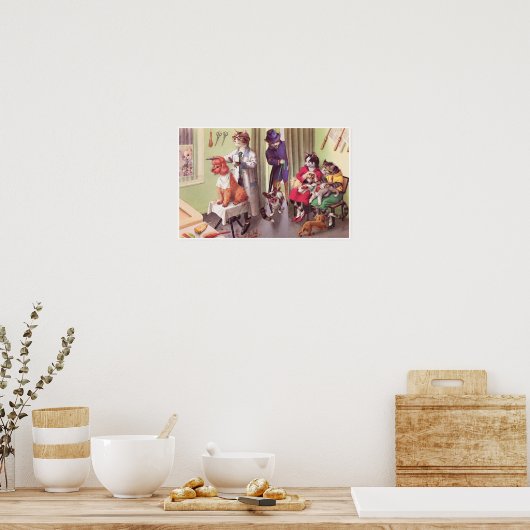 VANGSTEN: Bulldog op het Barbers Poster Art (Keuken)