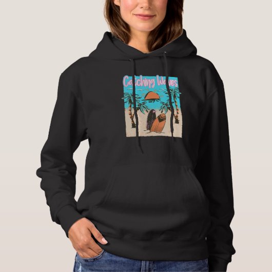 Vangstgolven die Surf van strand overslaan Hoodie (Voorkant)