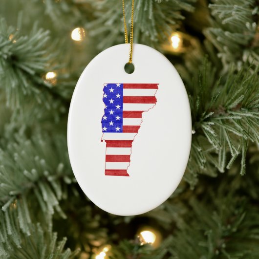 Vangstkaart van de Amerikaanse vlag "silhouette" Keramisch Ornament (Boom)