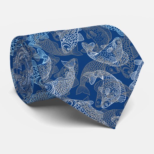 Vangstpatroon Werken 01.b Blauw BG Stropdas (Opgerold)