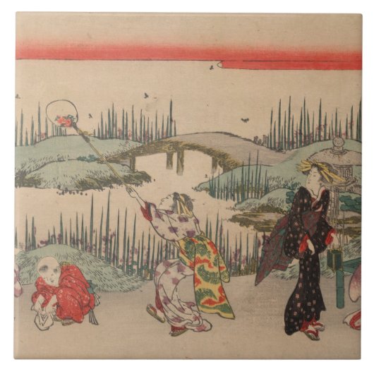 Vangstvaten (kleurhoutdoorsnede) tegeltje (Voorkant)