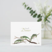 Vangstvliegen Quirky Dinner Invitation Chameleons Kaart (Staand voorkant)