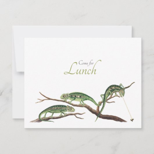 Vangstvliegen Quirky Lunch Invitation Chameleons Kaart (Voorkant)