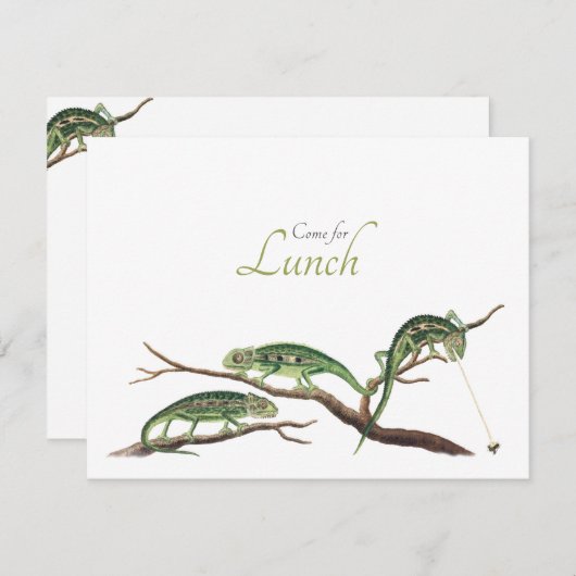 Vangstvliegen Quirky Lunch Invitation Chameleons Kaart (Voorkant / Achterkant)